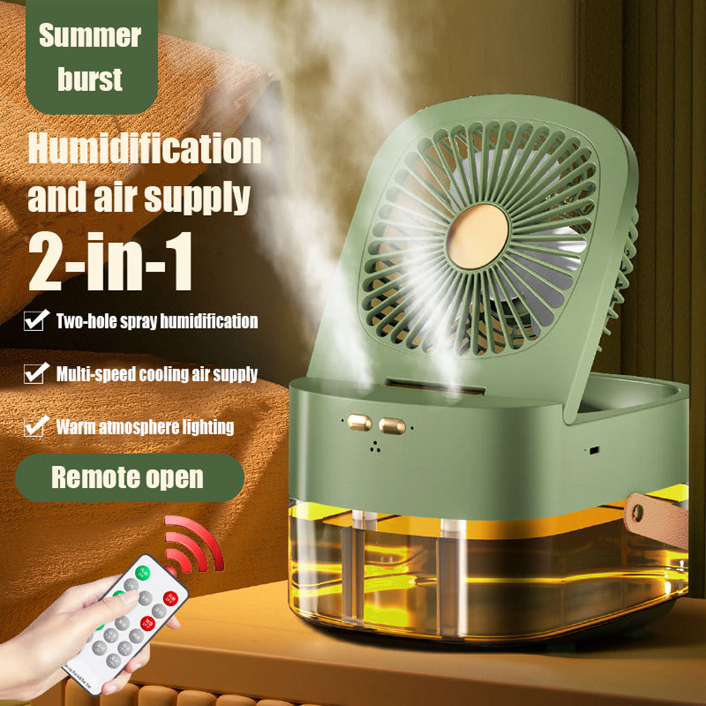 Green desktop mist air cooler with timer