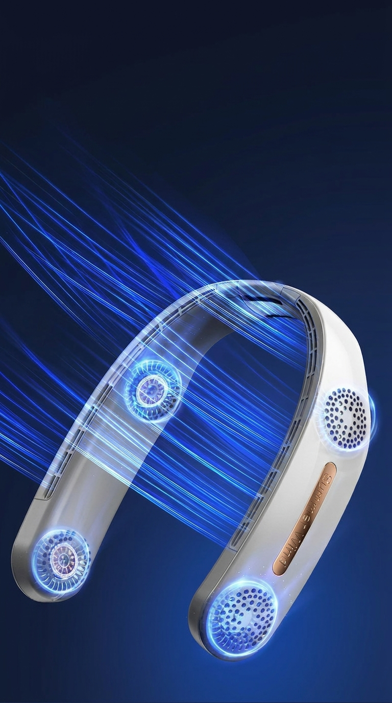 Bladeless hanging neck fan with airflow